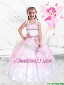 Fashionable Hand Made Flowers Little Girl Pageant Dresses with Beading