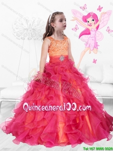 Perfect Scoop Lace Up Little Girl Pageant Dresses with Brush Train