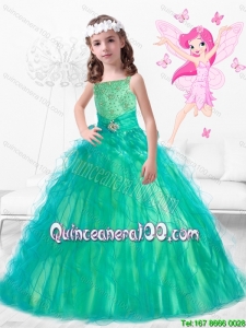 Wonderful Square Little Girl Pageant Dresses with Beading and Ruffles