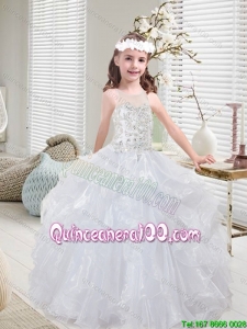 Latest White Little Girl Pageant Dresses with Beading and Ruffles