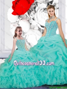 New Style Ball Gown Straps Matching Sister Dresses in Turquoise