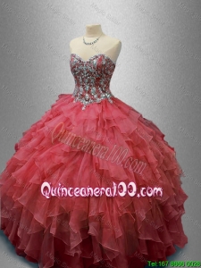 Beautiful Beaded and Ruffles Quinceanera Gowns in Organza for 2016