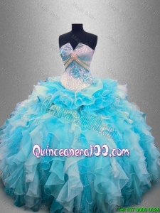 Beautiful Strapless Beading and Ruffles Quinceanera Gowns in Organza for 2016
