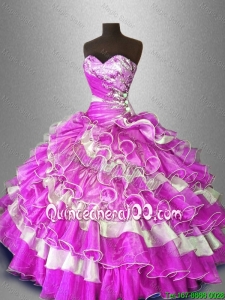 Discount Beaded and Ruffles Sweet 16 Gowns in Multi Color for 2016