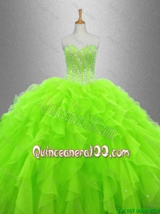Cheap Beaded and Ruffles Quinceanera Gowns in Organza for 2016