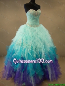 Fashionable Beaded and Ruffles Sweet 16 Dresses in Multi Color