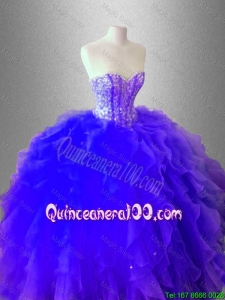 Luxurious Ball Gown Ruffles and Beaed Sweet 16 Dresses for 2016