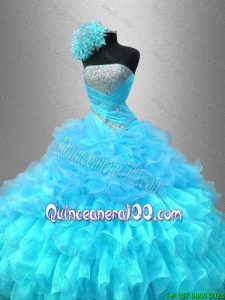 Popular Strapless Sequined Sweet 16 Gowns with Ruffles