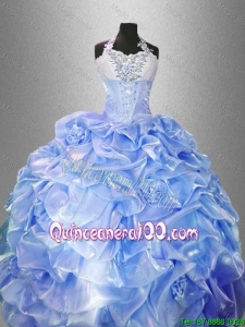 Pretty Lavender Quinceanera Gowns with Hand Made Flowers for 2016