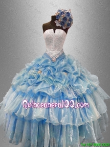 Pretty Strapless Beaded Quinceanera Gowns with Ruffled Layers for 2016