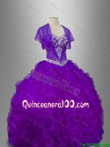 Best Selling Beaded Sweetheart Quinceanera Gowns in Purple for 2016