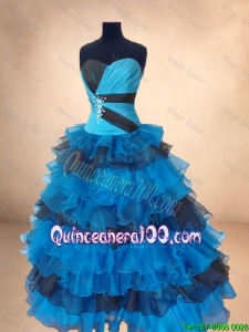 New Arrivals Beaded Multi Color Quinceanera Gowns with Ruffled Layers