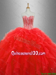 Popular Red Sweet 16 Dresses with Beading and Ruffles for 2016