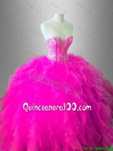 Fashionable Ball Gown Ruffles Sweet 16 Gowns with Beading for 2016