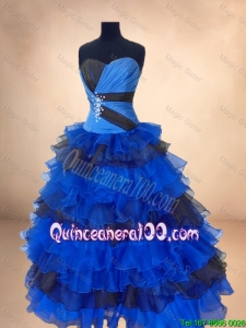 Cheap Elegant Beaded and Ruffled Layers Quinceanera Gowns in Multi Color