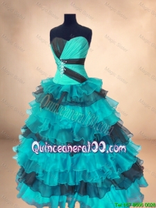 Custom Made and Fashionable 2016 Organza Sweet 16 Gowns with Ruffled Layers