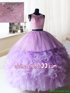Exquisite Laced and Ruffled Quinceanera Dress in Organza and Tulle