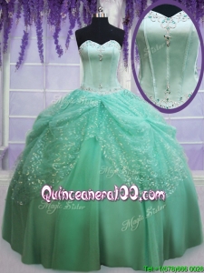Most Popular Sequined Decorated Skirt Apple Green Quinceanera Dress with Beading