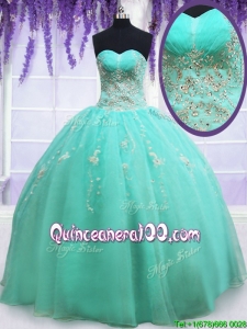 2017 Modest Beaded and Applique Zipper Up Quinceanera Dress in Organza