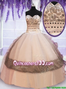 Organza and Taffeta Laced Colorful Quinceanera Dress with Beading and Ruffles