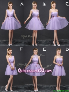 Pretty A Line Belted Lavender Dama Dress in Organza