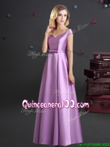 Popular Off the Shoulder Elastic Woven Satin Lilac Dama Dress