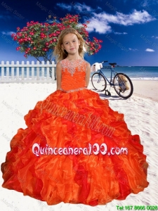 Appliques Mini Quinceanera Dresses in Orange Red with Beaded Decorate for 2016