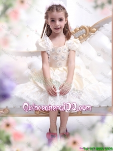 Gorgeous Champagne Mini Quinceanera Dresses with Hand Made Flower and Lace
