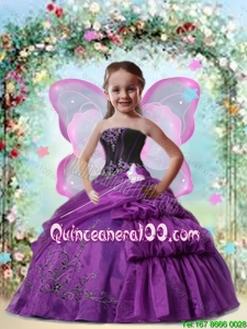 2016 Beatiful Eggplant Purple Mini Quinceanera Dressess with Appliques and Pick-ups