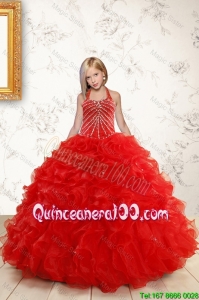 Beautiful Red Mini Quinceanera Dresses with Beading and Ruffles for 2016