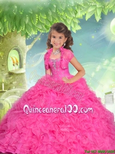Brand New Sweetheart Hot Pink Mini Quinceanera Dresses with Beading and Ruffles for 2016