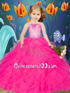 Newest Beading and Ruffles Hot Pink Mini Quinceanera Dresses