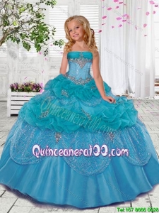 Popular Blue Mini Quinceanera Dresses with Beading and Pick Ups for 2016