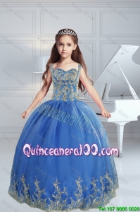 The Most Popular Straps Appliques 2015 Royal Blue Mini Quinceanera Dresses