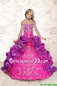 Trendy Coral Red and Purple Mini Quinceanera Dresses with Appliques and Pick Ups for 2016 Spring