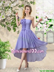 Great Pretty Strapless Chiffon Dama Dresses with High Low
