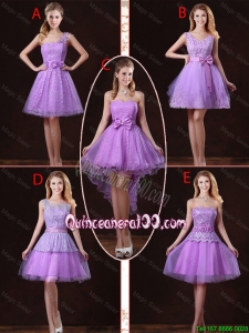 Pretty 2016 Popular Laced Lilac Dama Dresses with A Line