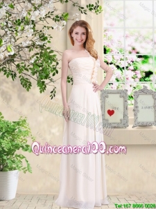 Pretty Cheap One Shoulder Hand Made Flowers Dama Dresses in Champagne