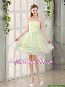 Pretty Custom Made A Line Strapless Tulle Dama Dresses with Belt