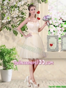 Pretty Popular A Line Champagne Dama Dresses with Appliques and Belt