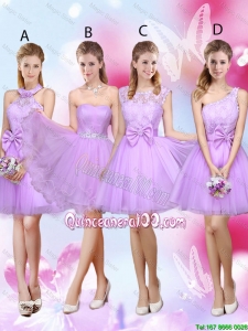 Pretty Sophisticated A Line Lavender Dama Dresses with Lace and Bowknot