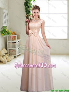 Pretty Perfect Bowknot Scoop Dama Dresses in Champagne