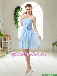 Cheap Perfect Strapless Dama Dresses with Hand Made Flowers