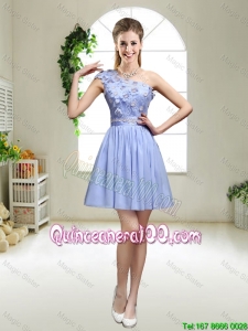 Great Perfect One Shoulder Appliques Dama Dresses in Lavender