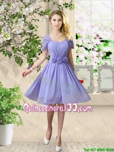 Pretty Elegant Hand Made Flowers Dama Dresses with Short Sleeves