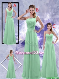 Pretty Perfect Zipper up Ruched Dama Dresses in Apple Green