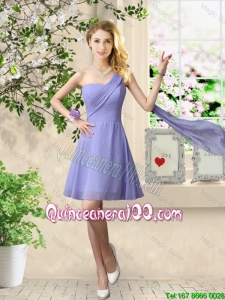 Pretty Cheap One Shoulder Ruched Dama Dresses in Lavender