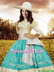 Elegant Bowknot Off The Shoulder Two Tone Quinceanera Dress with Half Sleeves