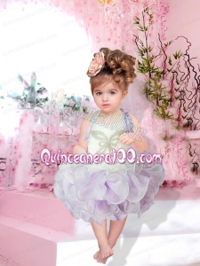 Lavender Beading and Ruffles 2014 Elegant Little Girl Dress with Halter