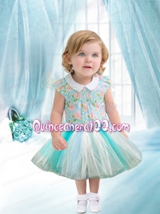 Nice Princess Scoop Knee-length Little Girl Dresses in Multi-color